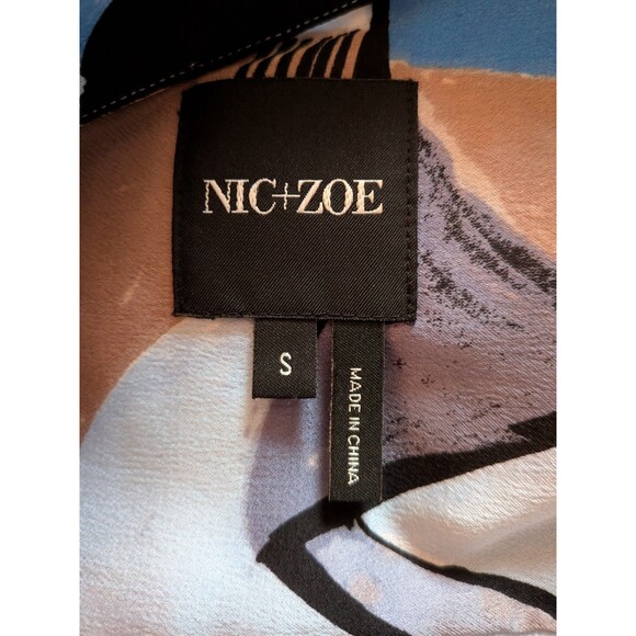 NIC + ZOE Blouse Women's S Jigsaw Bold Geo Abstract Art To Wear Button-Up Shirt - Picture 3 of 14